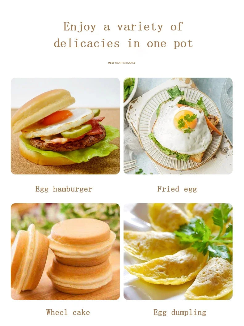 4-håls Omelettpanna – Non-stick Stekpanna för Ägg, Pannkakor, Hamburgare & Mer