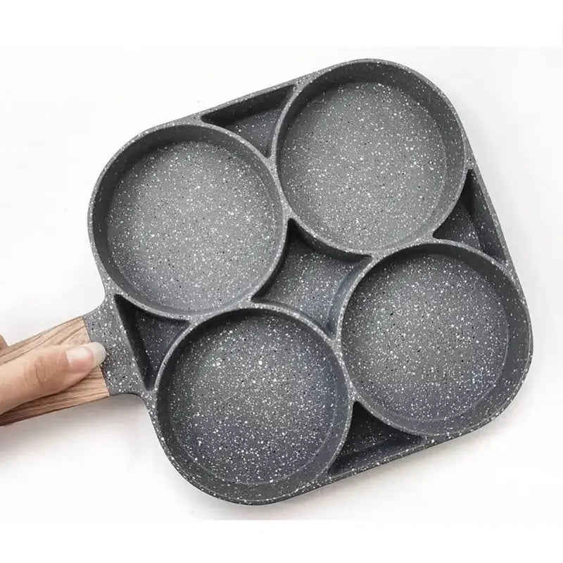 4-håls Omelettpanna – Non-stick Stekpanna för Ägg, Pannkakor, Hamburgare & Mer