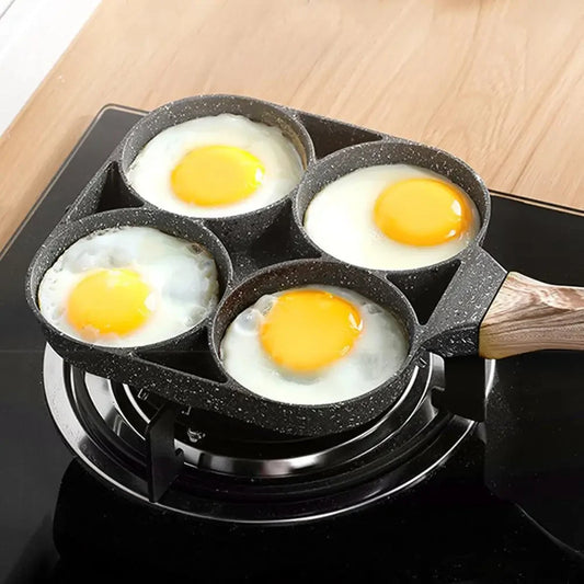 4-håls Omelettpanna – Non-stick Stekpanna för Ägg, Pannkakor, Hamburgare & Mer