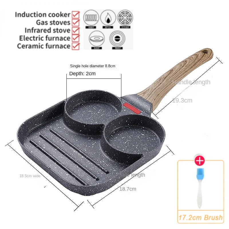 4-håls Omelettpanna – Non-stick Stekpanna för Ägg, Pannkakor, Hamburgare & Mer