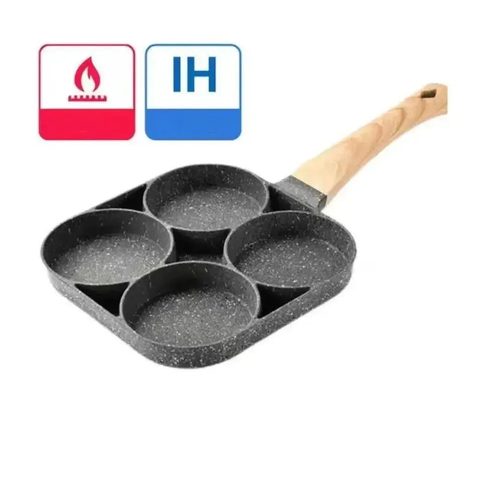 4-håls Omelettpanna – Non-stick Stekpanna för Ägg, Pannkakor, Hamburgare & Mer