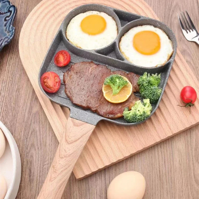 4-håls Omelettpanna – Non-stick Stekpanna för Ägg, Pannkakor, Hamburgare & Mer